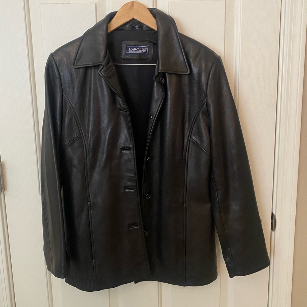 Vintage 90s/00s Harold’s Black Leather Jacket Sz M